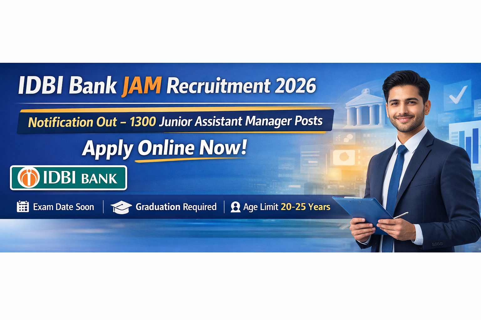 IDBI Bank JAM Recruitment 2026 Apply Online for Junior Assistant Manager Posts